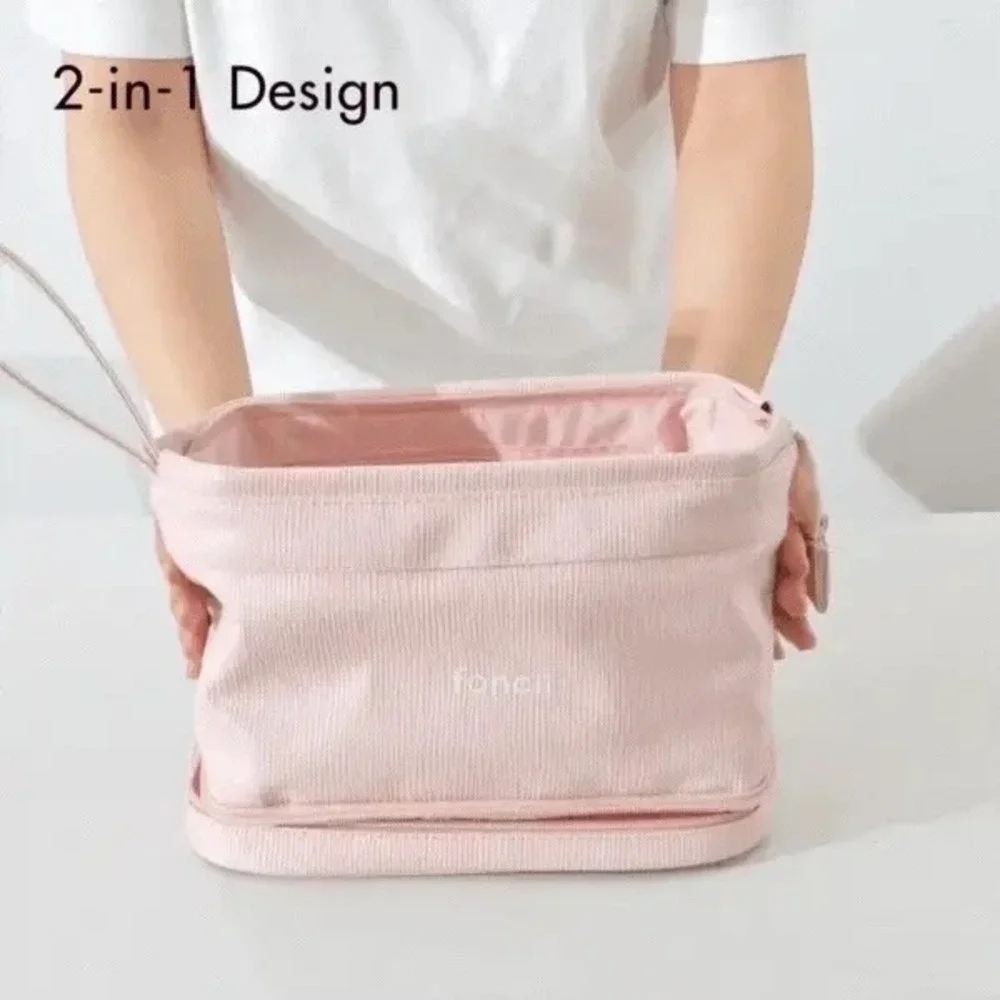 fancii Macy Makeup Bag Pink Vegan Leather Travel Cosmetic Case NWT